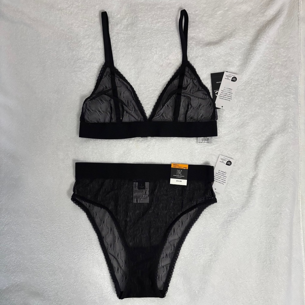 International Concepts Sheer High Waist Panties & Bra/Bralette Set Size S